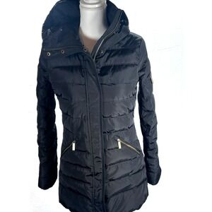 Michael Kors Puffer Jacket Winter‎ Coat Parka Womens Down Fill Hooded XS Black